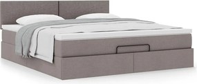 vidaXL Οθωμανικό κρεβάτι με στρώμα Taupe 180x200cm ύφασμα