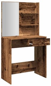 vidaXL Κομοδίνο με καθρέφτη Παλιό ξύλο 74,5x40x141 cm