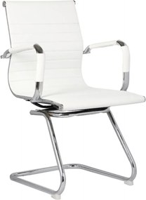 BF3300V Πολυθρόνα Γραφείου Επισκέπτη, Μέταλλο Βάση Χρώμιο PU Άσπρο   2τμχ