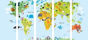 5 μέρη εικόνα παγκόσμιο χάρτη με ζώα