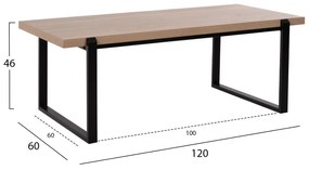 Τραπεζάκι σαλονιού SHABEN C9585.03 MDF Σονόμα με Μαύρη Μεταλλική Βάση 120x56X45Yεκ. 120x56x45 εκ.