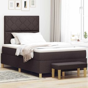 vidaXL Κρεβάτι Box Spring με Στρώμα & Πάγκο Σκούρο Καφέ 120x200 εκ.
