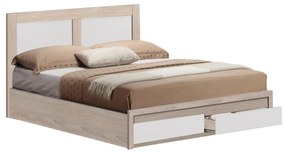 BED CAPRI  MELAMINE IN SONOMA-WHITE WITH 2 DRAWERS FOR MATTRESS 120x200 cm.