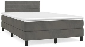 vidaXL Κρεβάτι Boxspring με Στρώμα Σκούρο Γκρι 120x190 εκ. Βελούδινο