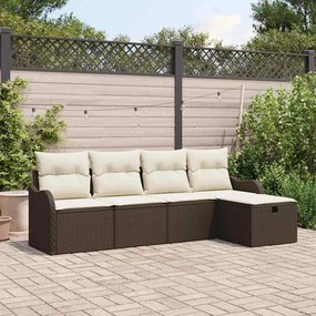 vidaXL Σετ Καναπέ Κήπου 5 pcs Καφέ και κρεμ 231 x 117 x 85 εκ