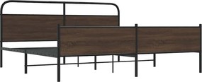 vidaXL Σκελετός Κρεβ. Χωρίς Στρώμα Καφέ Δρυς 193x203 εκ. Μεταλλικό