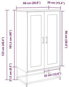 Highboard Μαύρο 68x39x123 cm Χάλυβας - Μαύρο