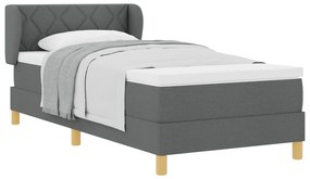 vidaXL Κρεβάτι Box Spring με Στρώμα - Σκούρο Γκρι, 100x200 εκ., Ύφασμα
