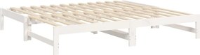 vidaXL Καναπές Κρεβάτι Συρόμενος Λευκός 2x(75x190) εκ. από Μασίφ Πεύκο