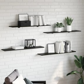 vidaXL Δίσκος Βιβλιοθήκης 4 pcs Μαύρο 100 x 40 x 1.5 εκ. Μοριοσανίδα