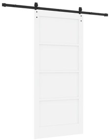 vidaXL Συρόμενη Πόρτα  με Σετ Υλικών Λευκή 93x202 εκ. Συμπαγές Ξύλο Πεύκου