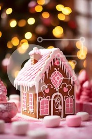 Intra Συλλεκτικό Ξύλινο Παζλ Plywood  4mm - Gingerbread House με ροζ και λευκές διακοσμήσεις Σε Ξύλινο Κουτί - Διαστάσεις: 10x10 cm – 25 κομμάτια