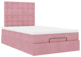 Οθωμανικό κρεβάτι με στρώματα &amp; LEDs Ροζ 120x200cm Velvet 3314461