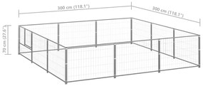 vidaXL Σπιτάκι Σκύλου Ασημί 9 μ² Ατσάλινο