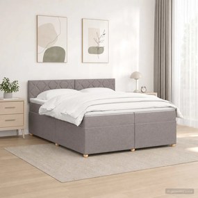 vidaXL Κρεβάτι box spring με στρώμα Taupe 200 x 200 cm Ύφασμα