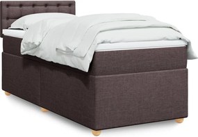 vidaXL Κρεβάτι Boxspring με Στρώμα Σκούρο Καφέ 100x200 εκ. Υφασμάτινο