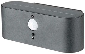 Ηλιακό Επιτοίχιο Φωτιστικό Κήπου LED 2.5W 100lm IP54 με Αισθητήρα Κίνησης PIR Θερμό Λευκό Μαύρο 23017 VTAC-23017-Μαύρο 23017