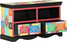 vidaXL Ντουλάπι TV Πολύχρωμο 80 x 35 x 50 εκ Στερεό ξύλο μάνγκο