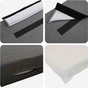 vidaXL Ταπετσαρισμένο κεφαλάρι Λευκό και Ανοιχτό Γκρι 90 cm