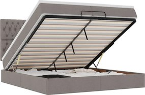 vidaXL Οθωμανικό κρεβάτι με στρώματα Taupe 200x200cm ύφασμα