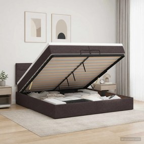 vidaXL Κρεβάτι Ottoman με στρώμα Σκούρο Καφέ 200 x 200 cm Ύφασμα