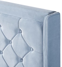 Κρεβάτι Διπλό ArteLibre ANNONA Γαλάζιο Βελούδο 217x175x117.5cm (Στρώμα 160x200cm)