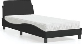 vidaXL Κρεβάτι με Στρώμα Dover Μαύρο 90x200 εκ. Βελούδινο