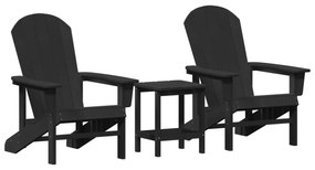 vidaXL Σετ 3 Τεμαχίων Καναπέ Κήπου  Μαύρο HDPE