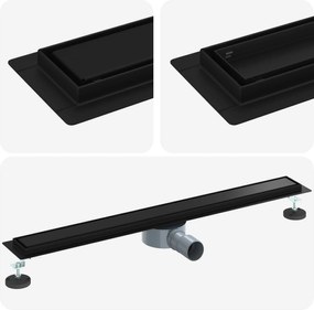 vidaXL Σιφόνι ντους 2-σε-1 με 360° σιφόνι Μαύρο 80 cm