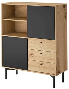 Βιβλιοθήκη Flow 102x126x41cm Natural-Black Μελαμίνη