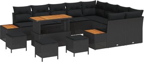 vidaXL Σετ Καναπέ Κήπου με μαξιλάρι 13 pcs Μαύρο