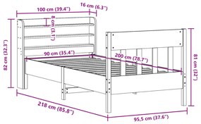 ΣΚΕΛΕΤΟΣ ΚΡΕΒ. ΧΩΡΙΣ ΣΤΡΩΜΑ ΚΑΦΕ ΚΕΡΙΟΥ 90X200 ΕΚ ΜΑΣΙΦ ΠΕΥΚΟ 3307016