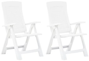 48760 vidaXL Καρέκλες Κήπου Ανακλινόμενες 2 τεμ. Λευκές Πλαστικές Λευκό, 1 Τεμάχιο