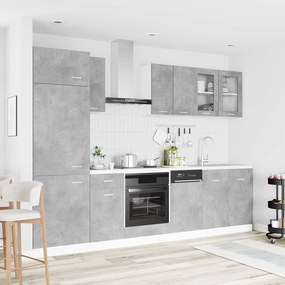 vidaXL Μονάδα κουζίνας Lyon 8 pcs Γκρι Σκυροδέματος Επεξεργασμένο Ξύλο