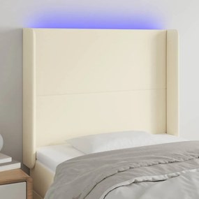 vidaXL Κεφαλάρι Κρεβατιού LED Κρεμ 103x16x118/128 εκ. Συνθετ. Δέρμα