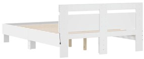 Πλαίσιο Κρεβατιού με Κεφαλάρι/LED Λευκό 120x190 εκ. - Λευκό