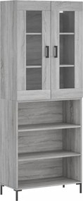 vidaXL Ντουλάπι Γκρι Sonoma 69,5 x 34 x 180 εκ. Επεξεργασμένο Ξύλο