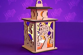 Σετ των 2 Intra απο ξύλο plywood 3mm-4mm πάχος - Φανάρι αποκριών | Πρότυπο τρισδιάστατου φαναριού Δίασταση 15x15 cm INTRAFABR-102241738