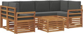 vidaXL Σειρά Καναπέ Εξωτερικού 7 τμχ. Φυσικό και Ανθρακί