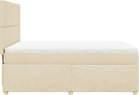 vidaXL Κρεβάτι Boxspring με Στρώμα Κρεμ 140x190 εκ. Υφασμάτινο