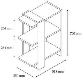 Βιβλιοθήκη Maverick pakoworld σε sonoma-ανθρακί απόχρωση 51,8x25x70εκ (1 τεμάχια)