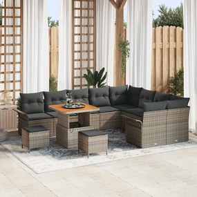 vidaXL Σετ Καναπέ Κήπου Ρυθμιζόμενο ύψος 12 pcs Γκρι συνθετικό ρατάν