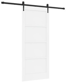 vidaXL Πόρτα Συρόμενη  με Σετ Υλικών Λευκή 86x198.5 εκ. Από Στερεό Ξύλο Πεύκου