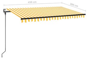 Τέντα Συρόμενη Αυτόματη Kίτρινο / Λευκό 450 x 300 εκ. - Κίτρινο