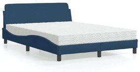 Κρεβάτι με Στρώμα Μπλε 140x200 εκ. Υφασμάτινο - Μπλε