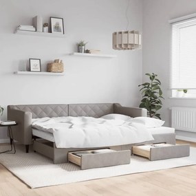 Καναπές Κρεβάτι Συρόμενος Taupe 90x200 εκ. Ύφασμα &amp; Συρτάρια - Μπεζ-Γκρι