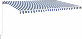 vidaXL Τέντα Συρόμενη Χειροκίνητη Μπλε / Λευκό 500x350 εκ.