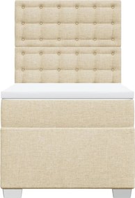 vidaXL Κρεβάτι Boxspring με Στρώμα Κρεμ 80 x 200 εκ. Υφασμάτινο
