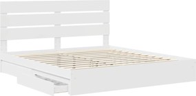 vidaXL Κρεβάτι Αποθήκης Λευκό 200 x 200 cm Επεξεργασμένο ξύλο