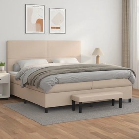 vidaXL Κρεβάτι Boxspring με Στρώμα Καπουτσίνο 200x200εκ.από Συνθ.Δέρμα